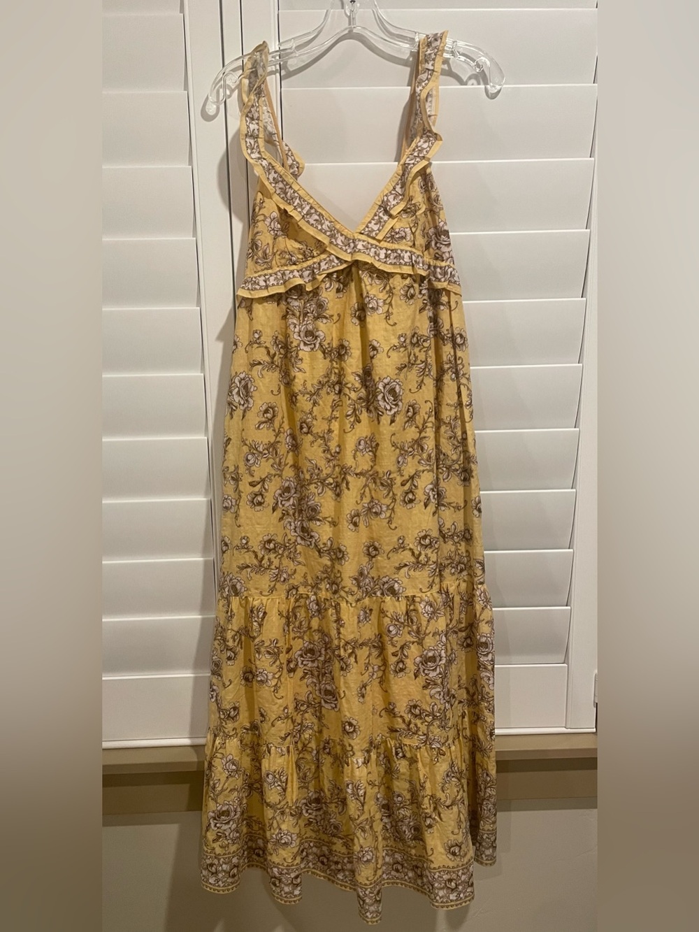 Max Studio Yellow Floral Ruffle-Trim Maxi Dress